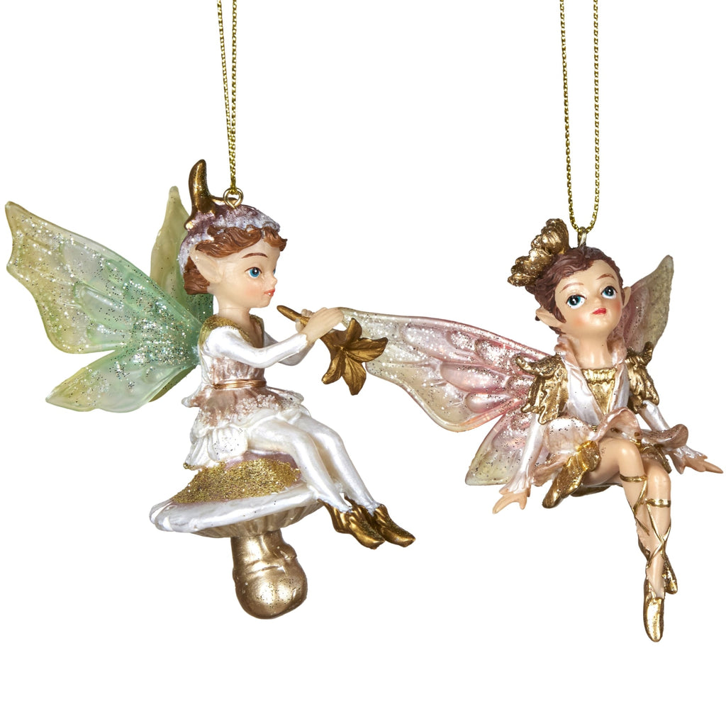Christabelle 3 Fairy Christmas Ornaments Assorted Novelty Figures 10cm Xmas Tree Decorations Hanging Baubles