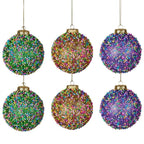 Christabelle 6 Beaded Glass Christmas Baubles Assorted 10cm Xmas Tree Decorations Hanging Ornaments Gift Boxed Set