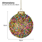 Christabelle 6 Beaded Glass Christmas Baubles Assorted 10cm Xmas Tree Decorations Hanging Ornaments Gift Boxed Set