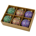Christabelle 6 Beaded Glass Christmas Baubles Assorted 10cm Xmas Tree Decorations Hanging Ornaments Gift Boxed Set