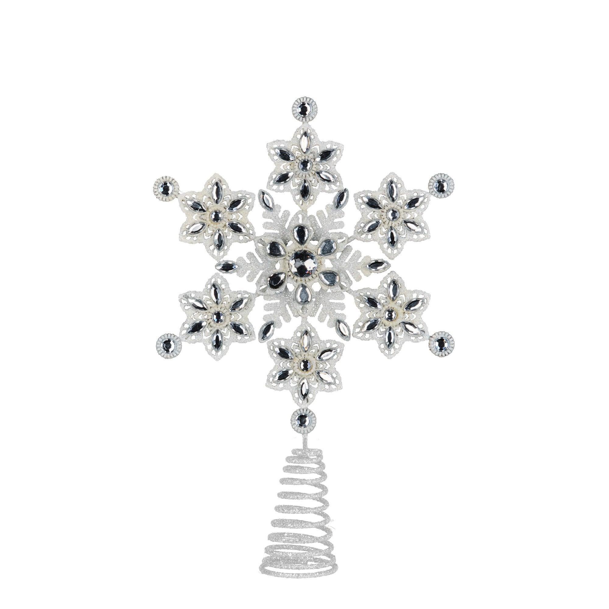 Christabelle Snowflake Christmas Tree Topper with Beaded Detailing Decoration Ornament