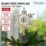 Christabelle Snowflake Christmas Tree Topper with Beaded Detailing Decoration Ornament
