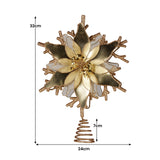 Christabelle Gold Christmas Tree Topper with Poinsettia Flower & Snowflake Design