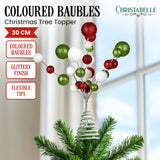 Christabelle Colourful Baubles Christmas Tree Topper with Festive Glitter Finish Decoration Ornament