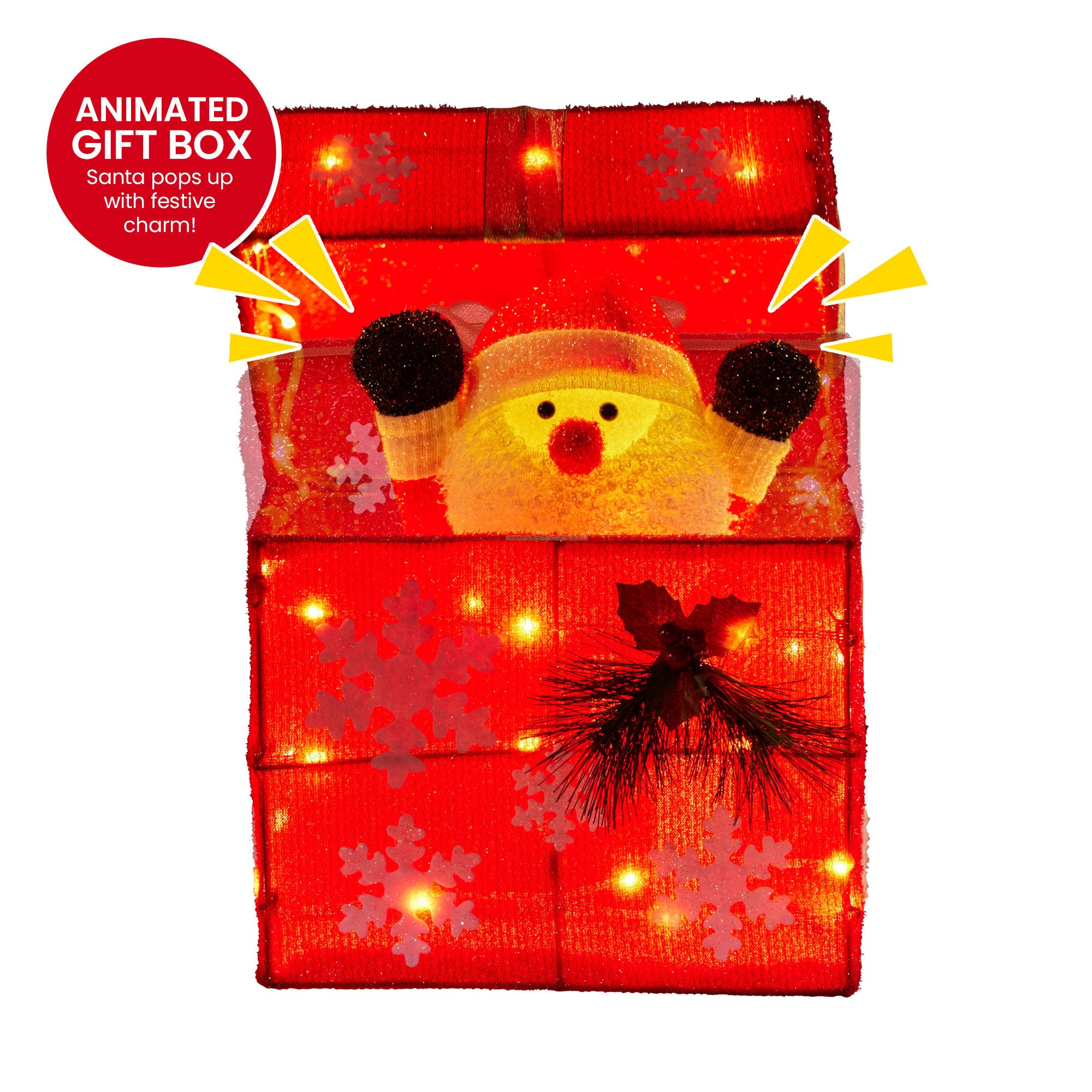 Christabelle Animated Santa Gift Box LED Christmas Tree Lights Decoration Xmas Ornament Indoor Outdoor