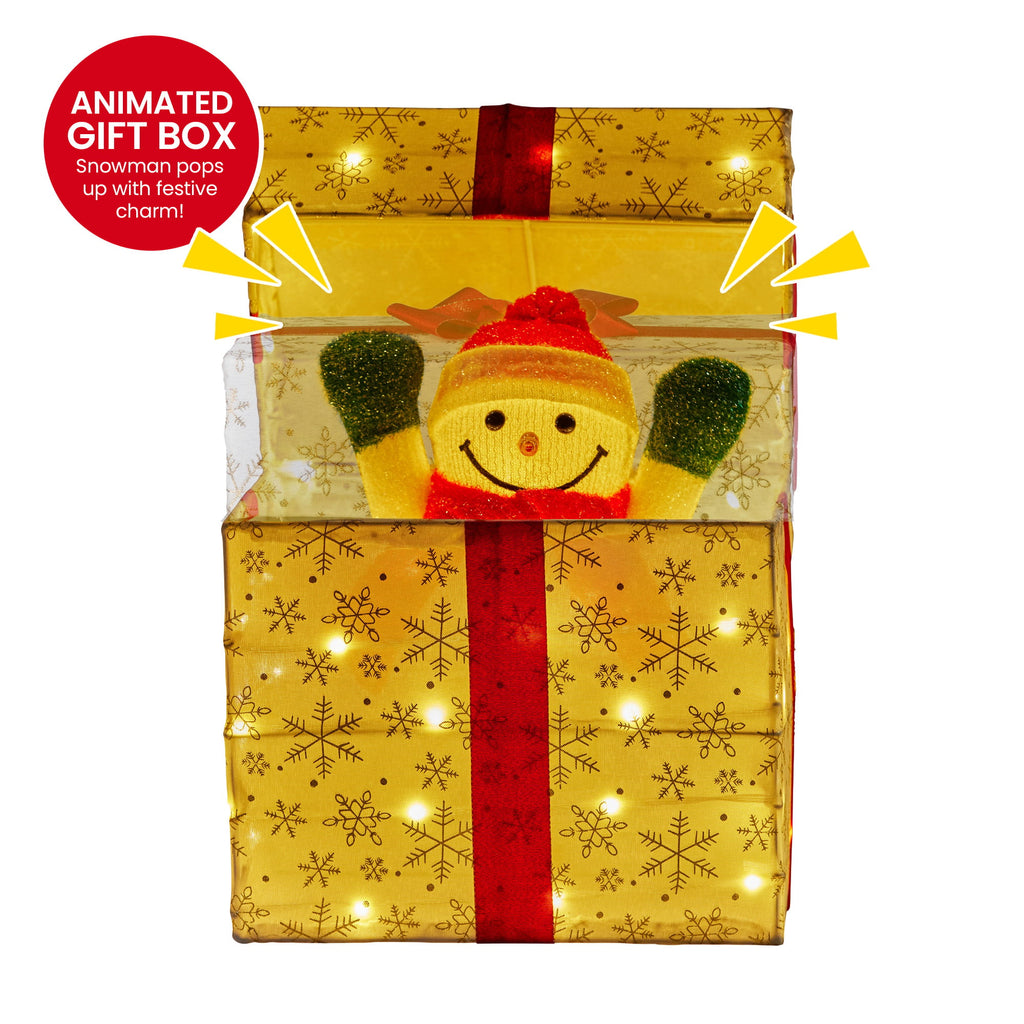 Christabelle Animated Snowman in a Gift Box LED Christmas Tree Decoration Ornament Lights Xmas