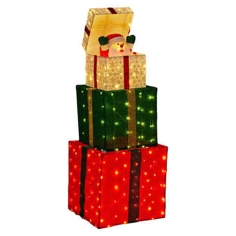 Christabelle 122cm Animated Present Stack Santa LED Lights Christmas Tree Decoration Ornament Xmas Decor