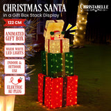 Christabelle 122cm Animated Present Stack Santa LED Lights Christmas Tree Decoration Ornament Xmas Decor