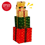 Christabelle 122cm Animated Present Stack Santa LED Lights Christmas Tree Decoration Ornament Xmas Decor
