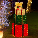 Christabelle 122cm Animated Present Stack Santa LED Lights Christmas Tree Decoration Ornament Xmas Decor