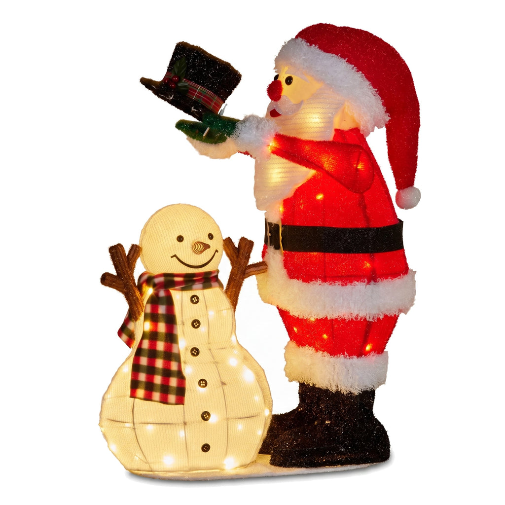 Christabelle 71cm Santa Snowman Christmas Light Up Display Animated LED Outdoor Indoor Xmas Yard Lawn Statue Home Decor