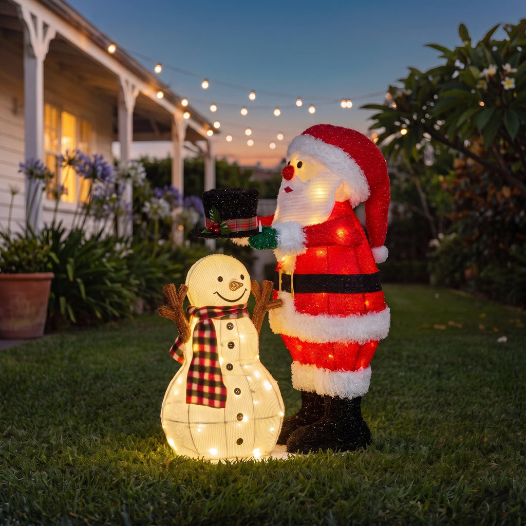Christabelle 71cm Santa Snowman Christmas Light Up Display Animated LED Outdoor Indoor Xmas Yard Lawn Statue Home Decor