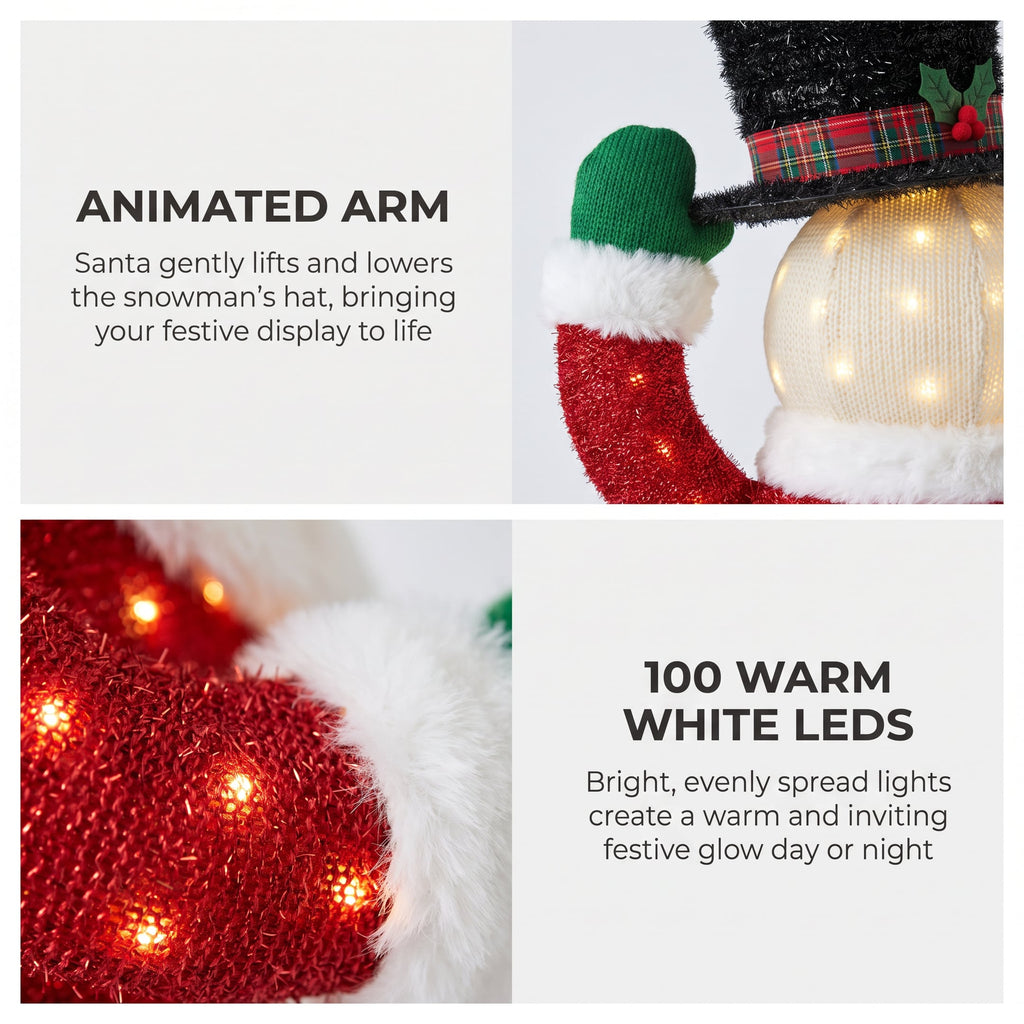 Christabelle 71cm Santa Snowman Christmas Light Up Display Animated LED Outdoor Indoor Xmas Yard Lawn Statue Home Decor