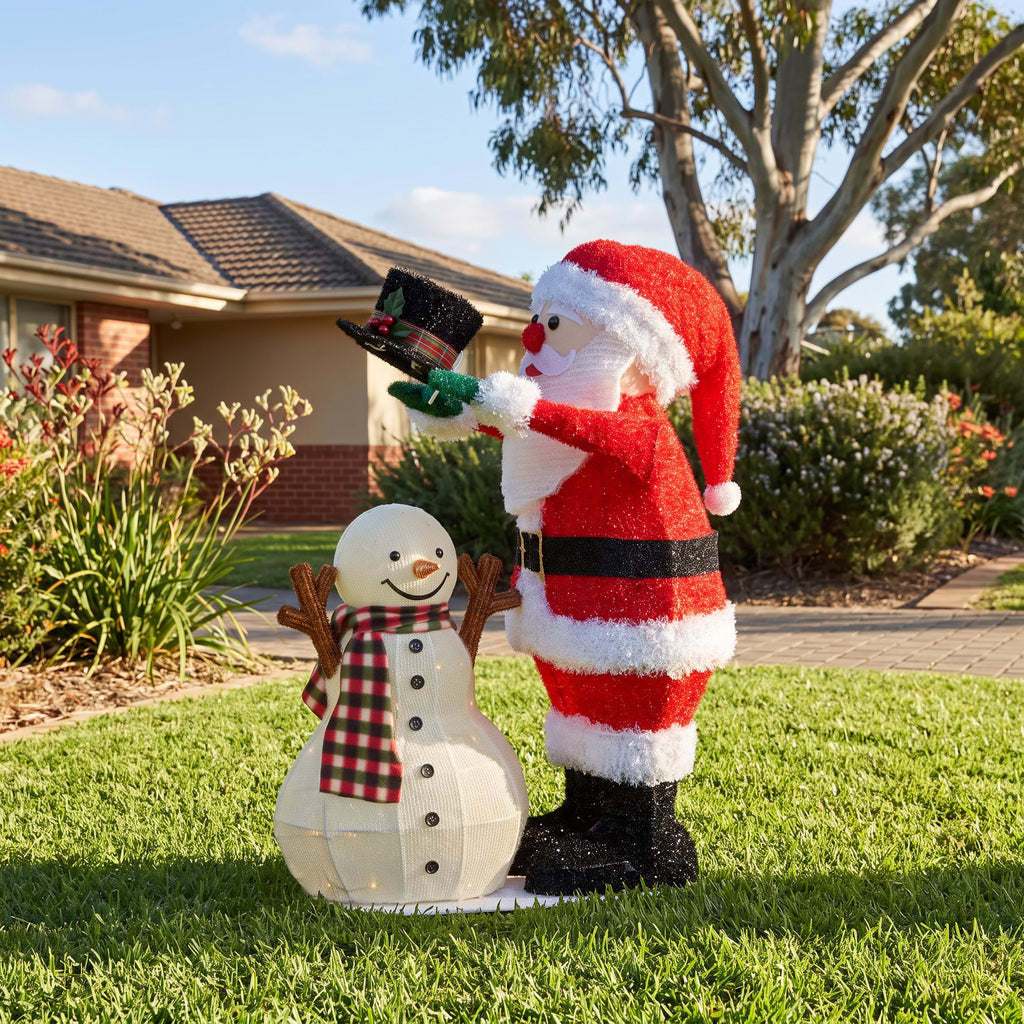 Christabelle 71cm Santa Snowman Christmas Light Up Display Animated LED Outdoor Indoor Xmas Yard Lawn Statue Home Decor
