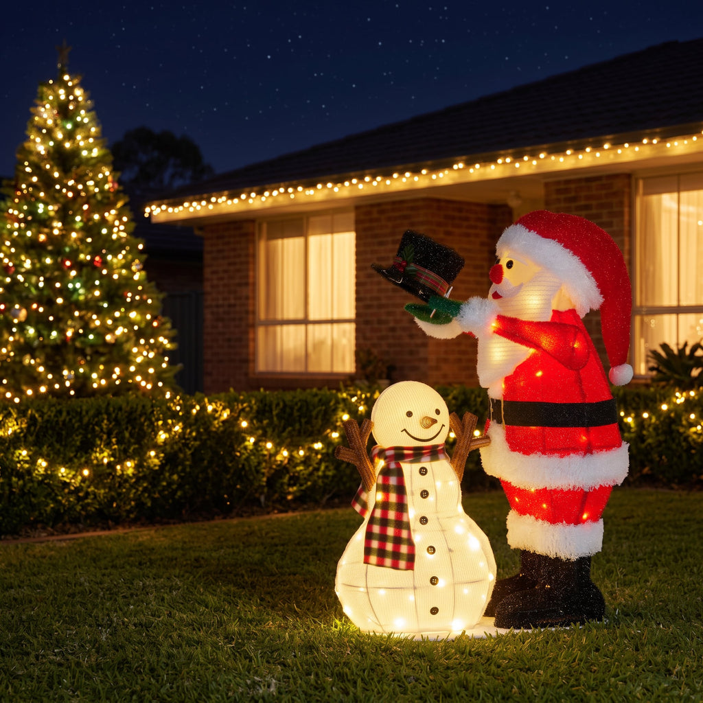 Christabelle 71cm Santa Snowman Christmas Light Up Display Animated LED Outdoor Indoor Xmas Yard Lawn Statue Home Decor