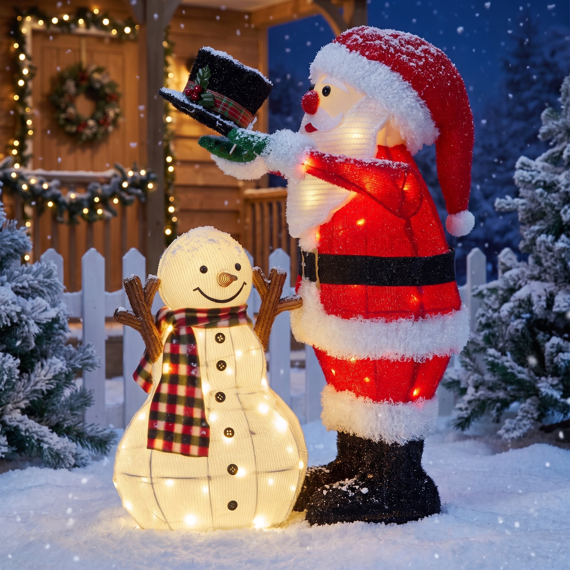 Christabelle 71cm Santa Snowman Christmas Light Up Display Animated LED Outdoor Indoor Xmas Yard Lawn Statue Home Decor