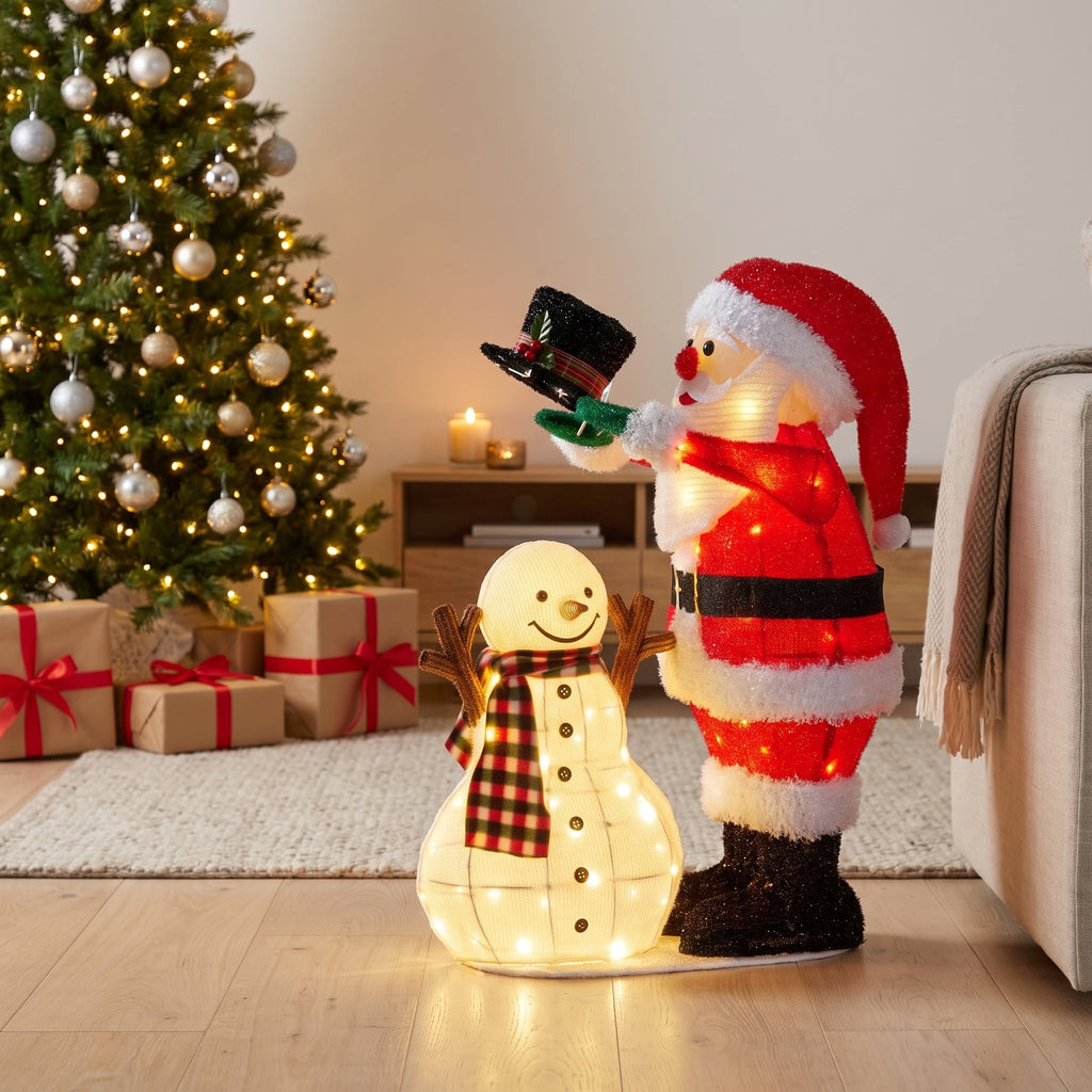 Christabelle 71cm Santa Snowman Christmas Light Up Display Animated LED Outdoor Indoor Xmas Yard Lawn Statue Home Decor
