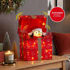 Christabelle 30cm Animated Penguin Gift Box Christmas Light Up DisplayLED Outdoor Indoor Xmas Yard Lawn Statue