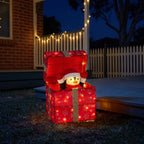 Christabelle 30cm Animated Penguin Gift Box Christmas Light Up DisplayLED Outdoor Indoor Xmas Yard Lawn Statue