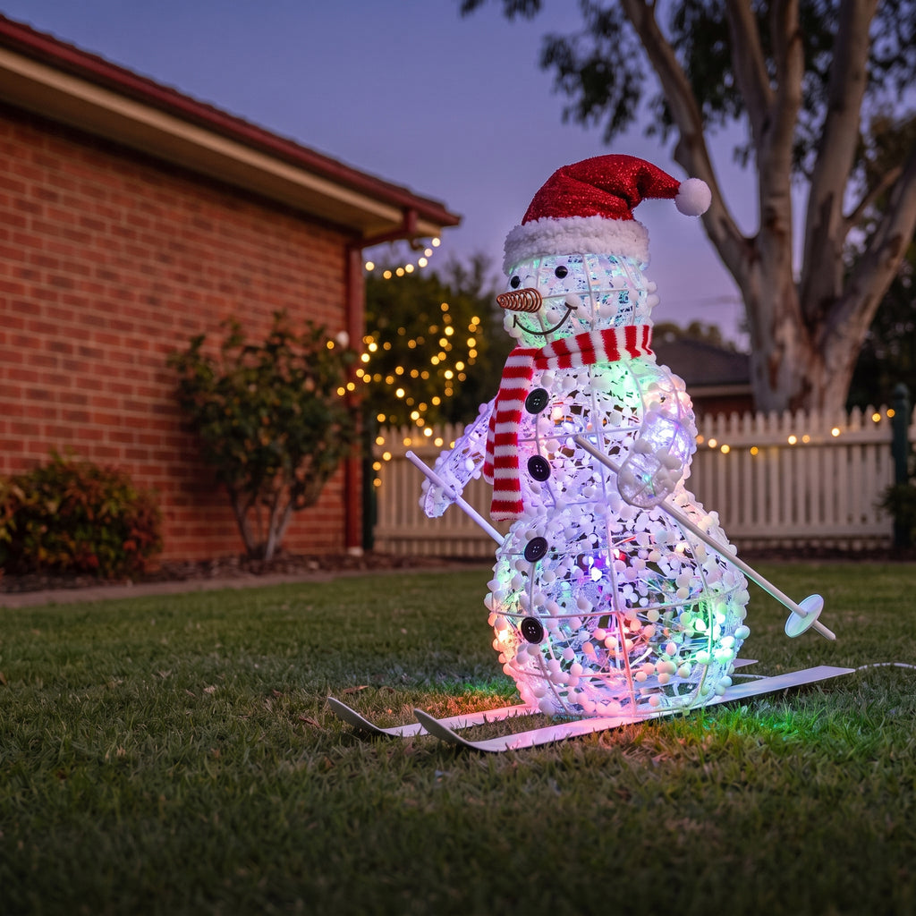 Christabelle 61cm Animated Skiing Snowman Christmas Light Up Display LED Outdoor Indoor Xmas Yard Lawn Statue Home Decor