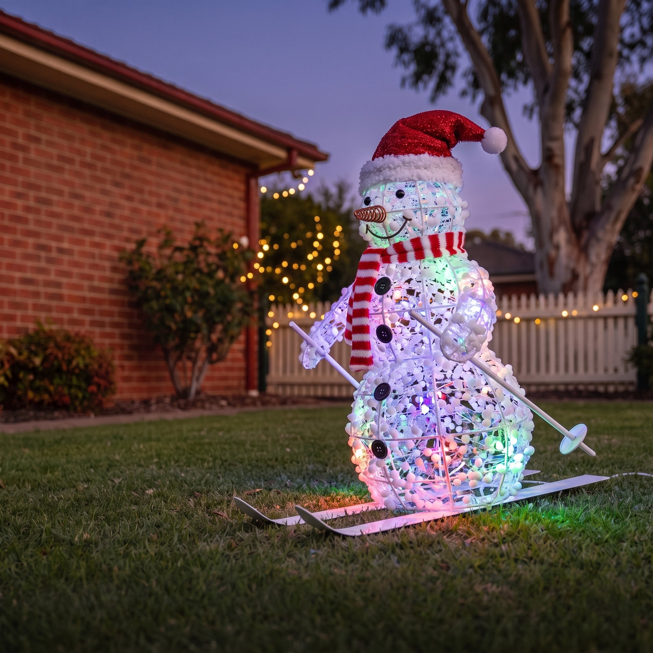 Christabelle 61cm Animated Skiing Snowman Christmas Light Up Display LED Outdoor Indoor Xmas Yard Lawn Statue Home Decor