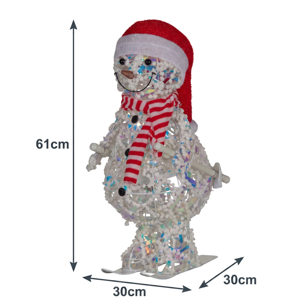 Christabelle 61cm Animated Skiing Snowman Christmas Light Up Display LED Outdoor Indoor Xmas Yard Lawn Statue Home Decor
