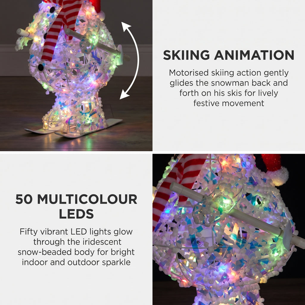 Christabelle 61cm Animated Skiing Snowman Christmas Light Up Display LED Outdoor Indoor Xmas Yard Lawn Statue Home Decor