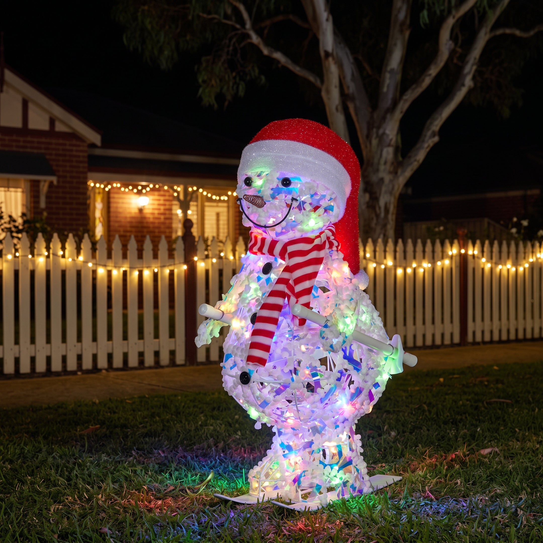 Christabelle 61cm Animated Skiing Snowman Christmas Light Up Display LED Outdoor Indoor Xmas Yard Lawn Statue Home Decor
