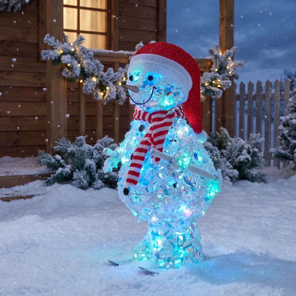 Christabelle 61cm Animated Skiing Snowman Christmas Light Up Display LED Outdoor Indoor Xmas Yard Lawn Statue Home Decor