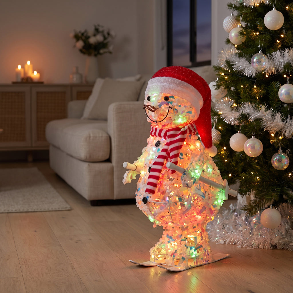 Christabelle 61cm Animated Skiing Snowman Christmas Light Up Display LED Outdoor Indoor Xmas Yard Lawn Statue Home Decor