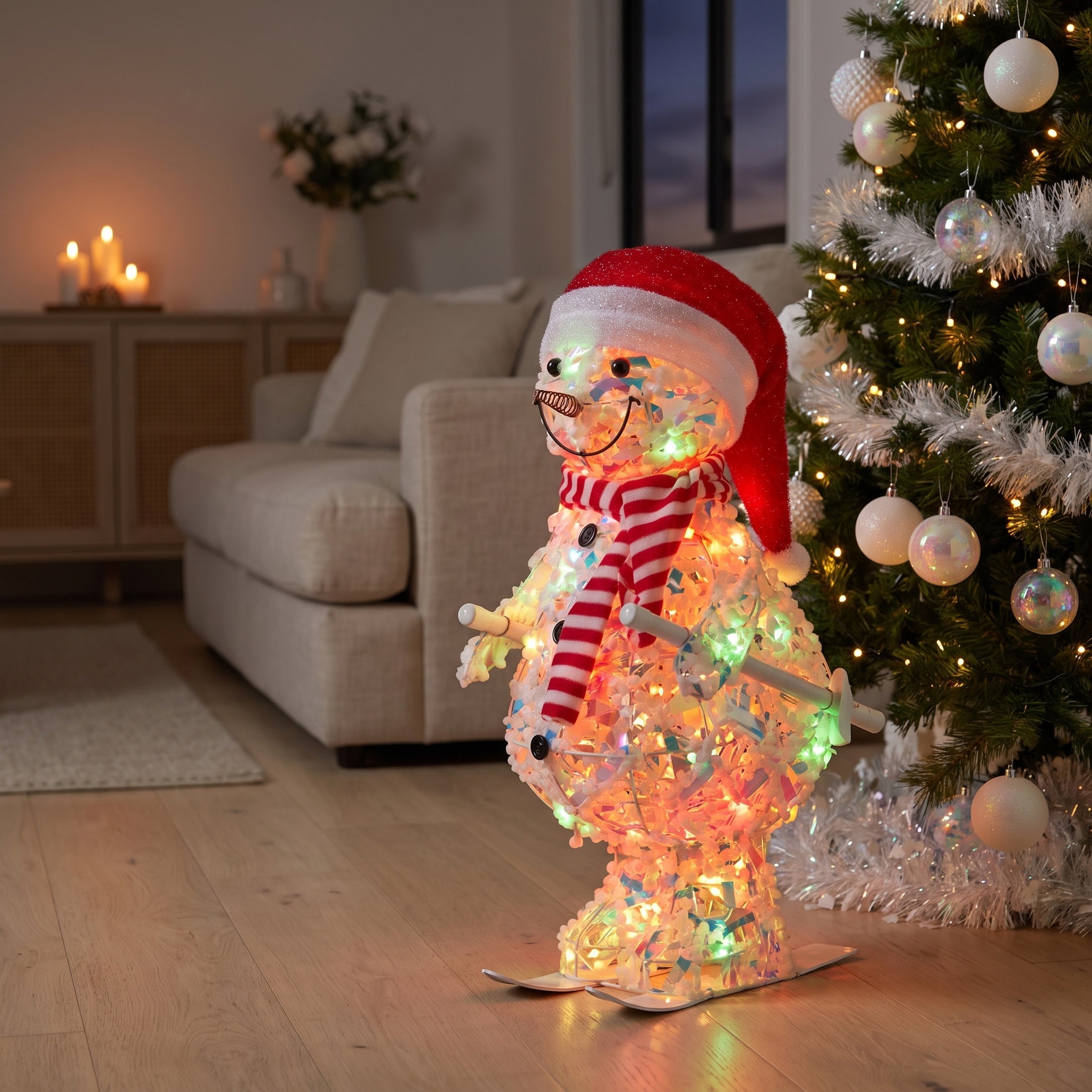 Christabelle 61cm Animated Skiing Snowman Christmas Light Up Display LED Outdoor Indoor Xmas Yard Lawn Statue Home Decor