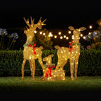 Christabelle 3 Reindeer Family Christmas Light Up Display 1.07m Rich Gold Animated Outdoor Indoor Xmas Yard Lawn Statue