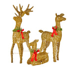 Christabelle 3 Reindeer Family Christmas Light Up Display 1.07m Rich Gold Animated Outdoor Indoor Xmas Yard Lawn Statue