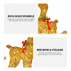 Christabelle 3 Reindeer Family Christmas Light Up Display 1.07m Rich Gold Animated Outdoor Indoor Xmas Yard Lawn Statue