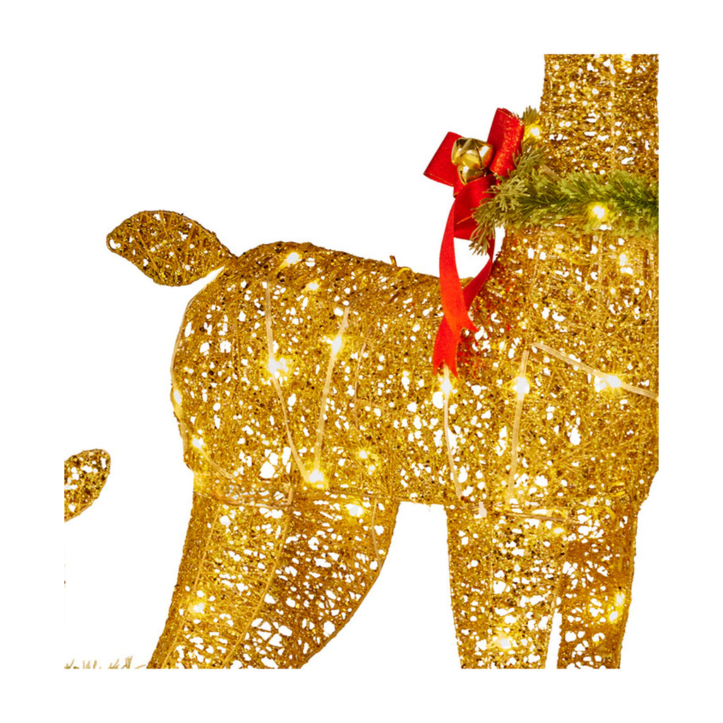 Christabelle 3 Reindeer Family Christmas Light Up Display 1.07m Rich Gold Animated Outdoor Indoor Xmas Yard Lawn Statue