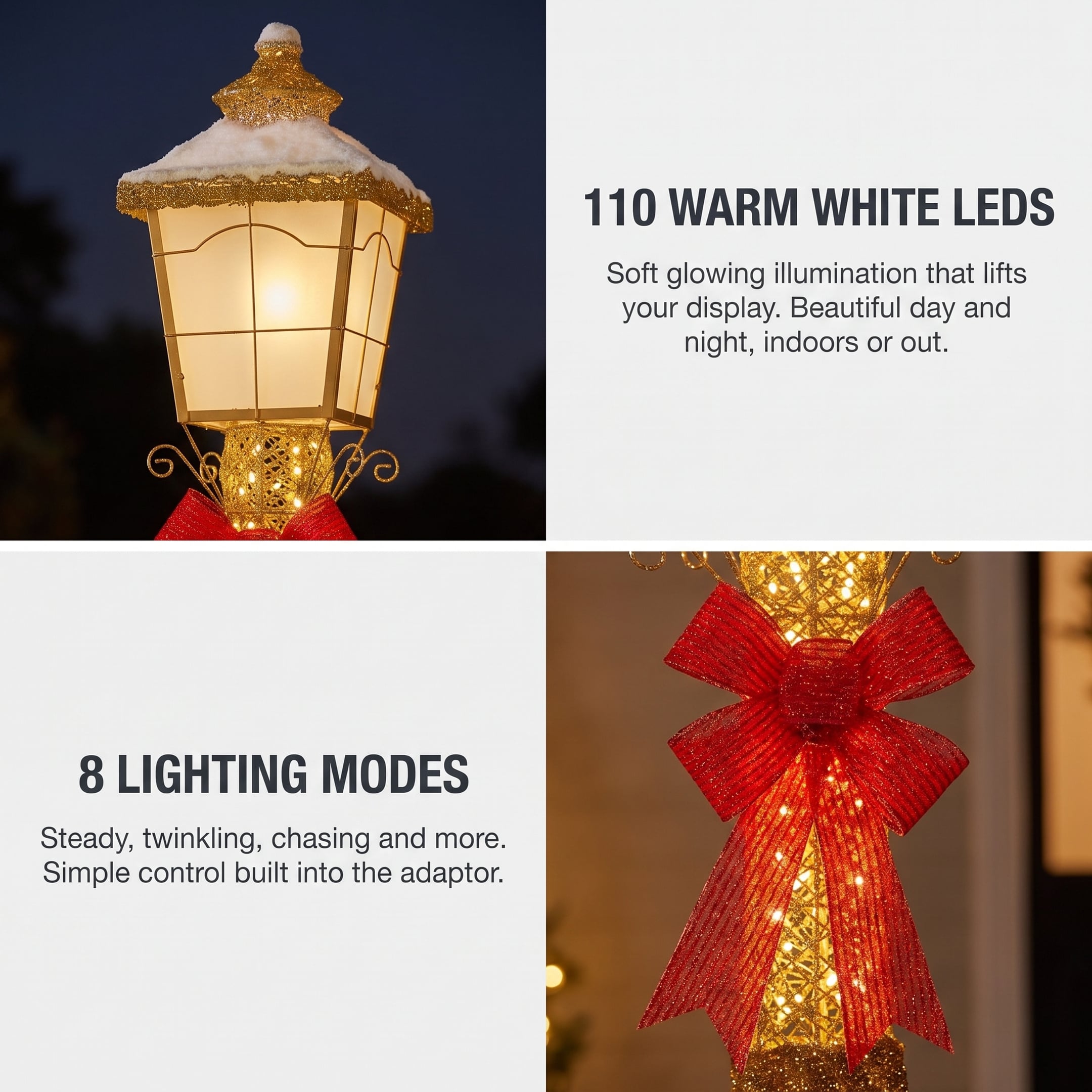 Christabelle 1.5m Festive Lamp Post Christmas Light Up Display LED Outdoor Indoor Xmas Yard Lawn Statue Home Decor