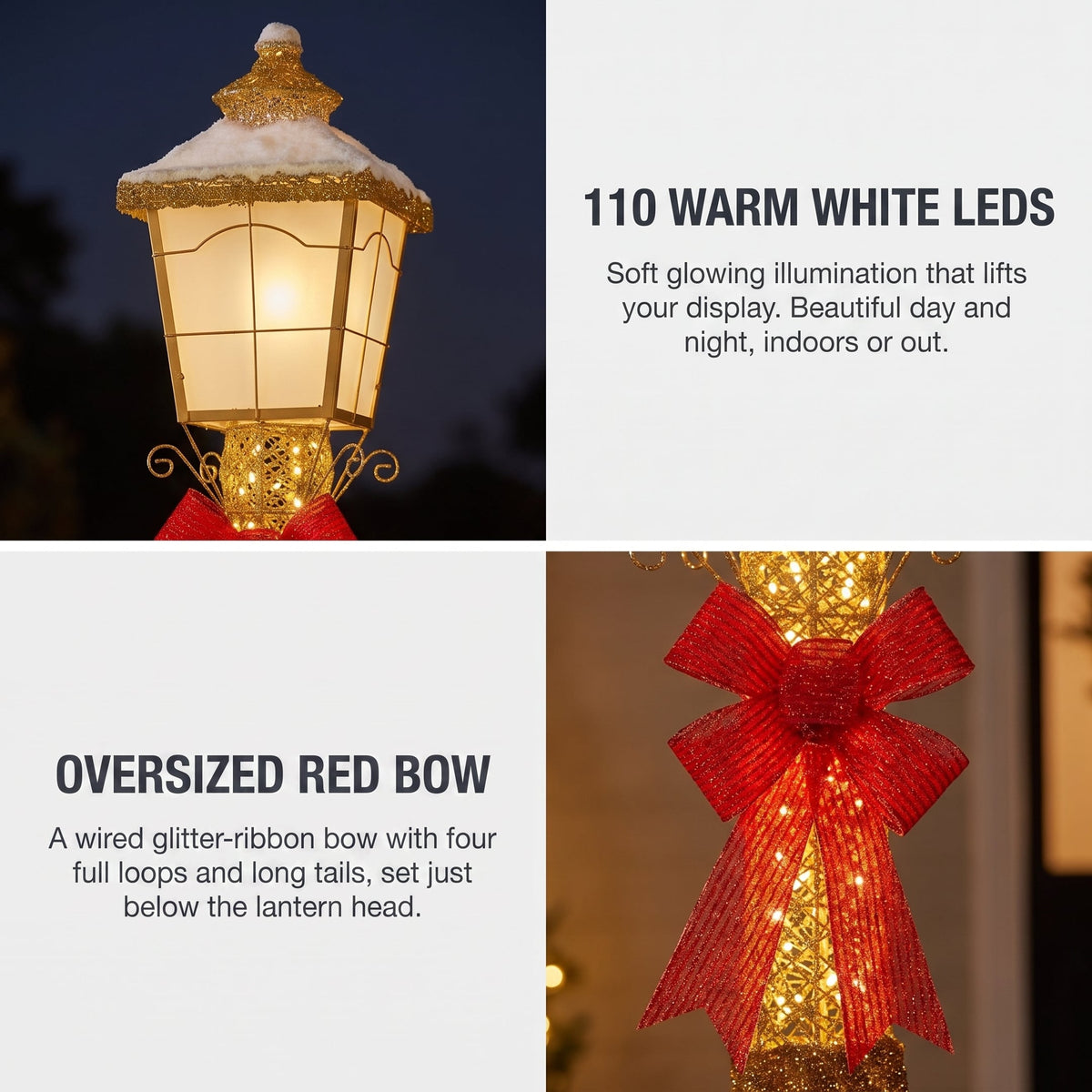 Christabelle 1.5m Festive Lamp Post Christmas Light Up Display LED Outdoor Indoor Xmas Yard Lawn Statue Home Decor