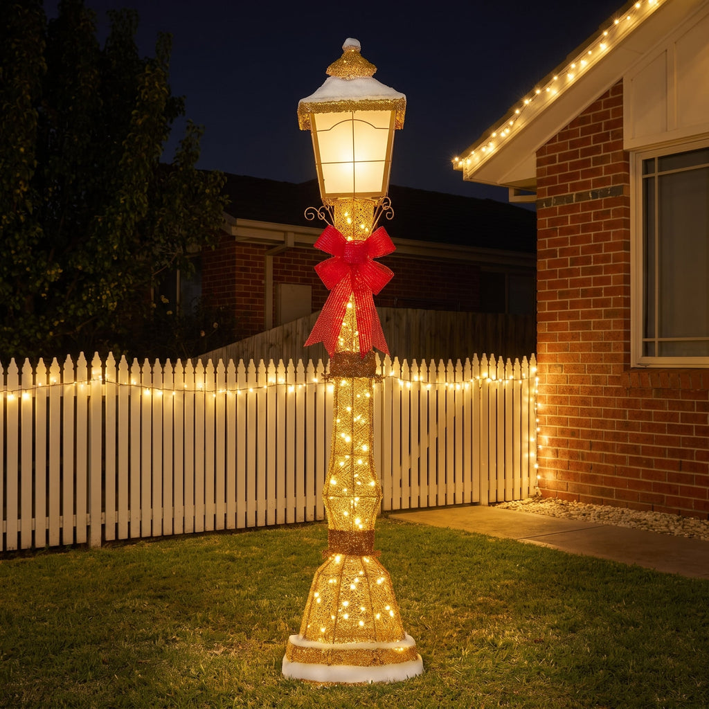 Christabelle 1.5m Festive Lamp Post Christmas Light Up Display LED Outdoor Indoor Xmas Yard Lawn Statue Home Decor