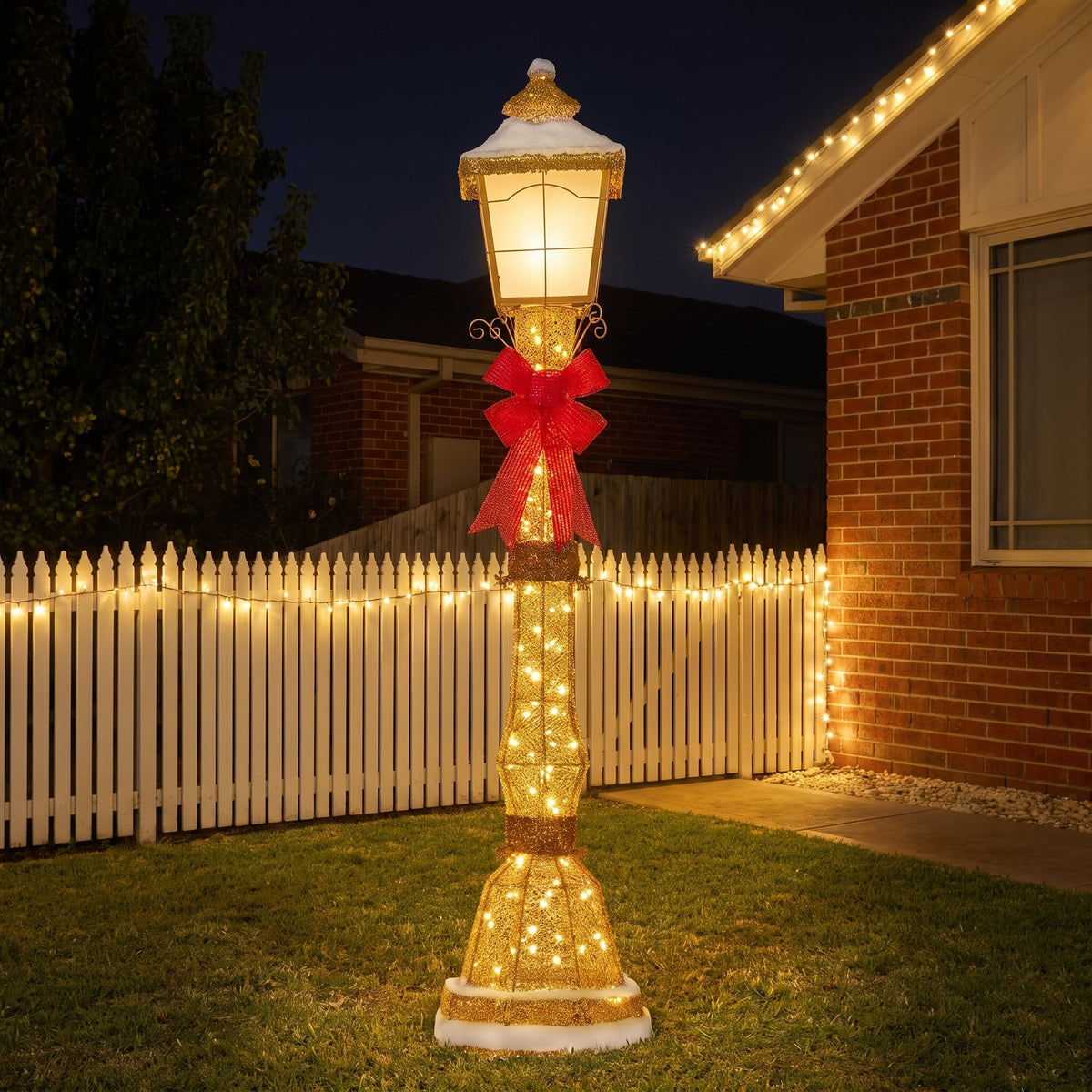 Christabelle 1.5m Festive Lamp Post Christmas Light Up Display LED Outdoor Indoor Xmas Yard Lawn Statue Home Decor
