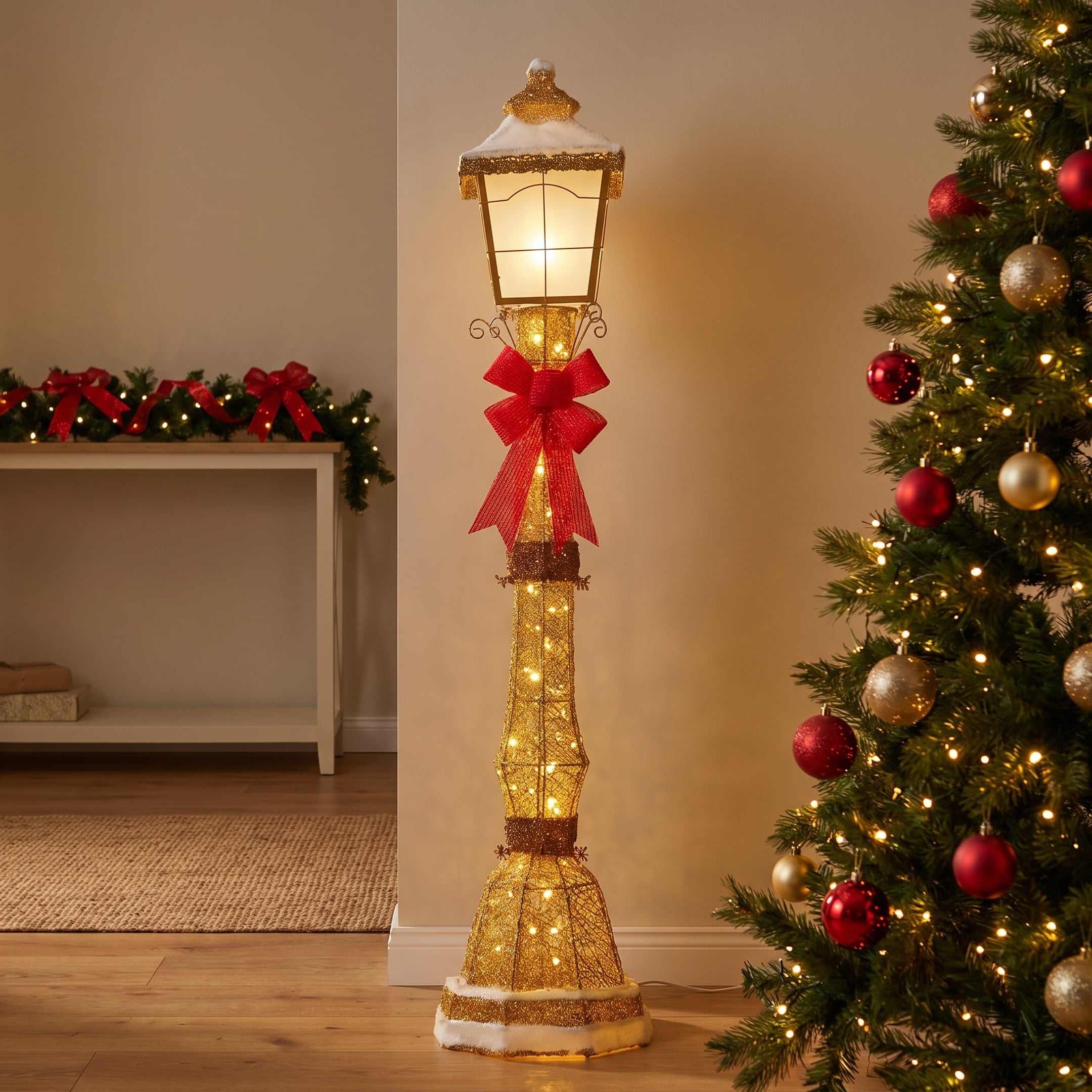 Christabelle 1.5m Festive Lamp Post Christmas Light Up Display LED Outdoor Indoor Xmas Yard Lawn Statue Home Decor