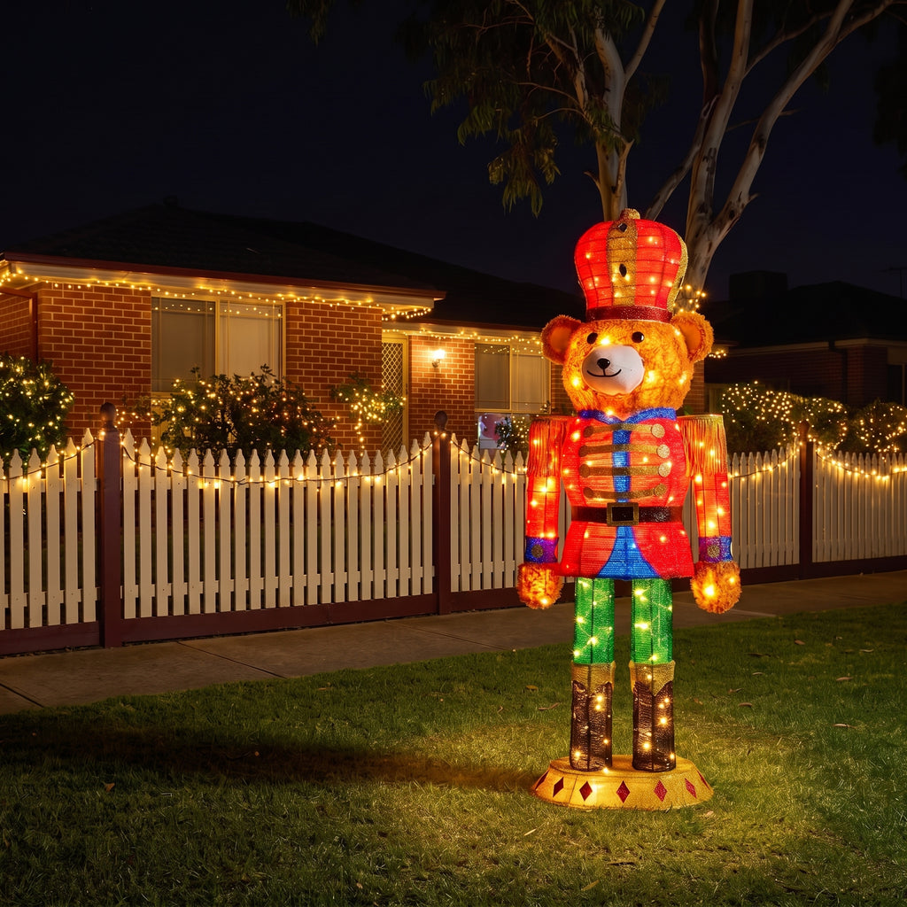 Christabelle 1.47m Teddy Bear Nutcracker Christmas Light Up Display LED Outdoor Indoor Xmas Yard Lawn Statue Home Decor