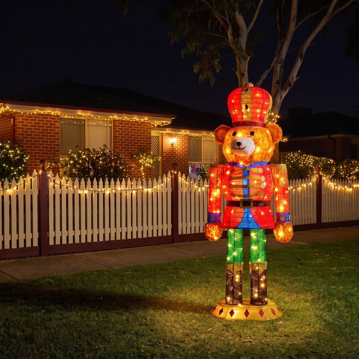 Christabelle 1.47m Teddy Bear Nutcracker Christmas Light Up Display LED Outdoor Indoor Xmas Yard Lawn Statue Home Decor