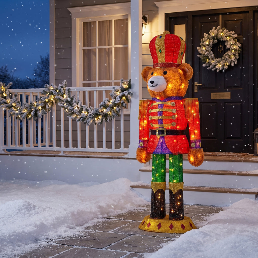 Christabelle 1.47m Teddy Bear Nutcracker Christmas Light Up Display LED Outdoor Indoor Xmas Yard Lawn Statue Home Decor