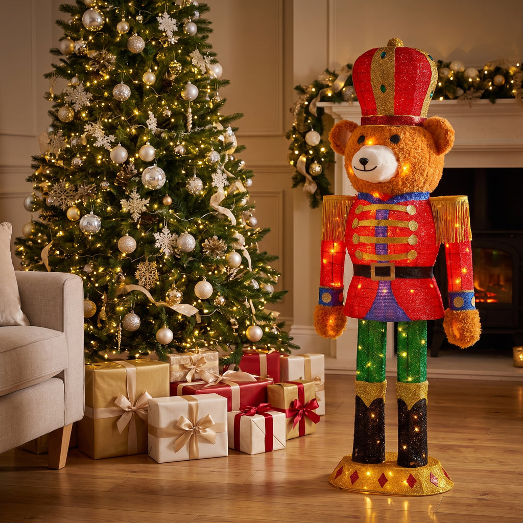 Christabelle 1.47m Teddy Bear Nutcracker Christmas Light Up Display LED Outdoor Indoor Xmas Yard Lawn Statue Home Decor