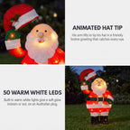 Christabelle 56cm Santa Christmas Light Up Display Animated LED Outdoor Indoor Xmas Yard Lawn Statue Home Decor