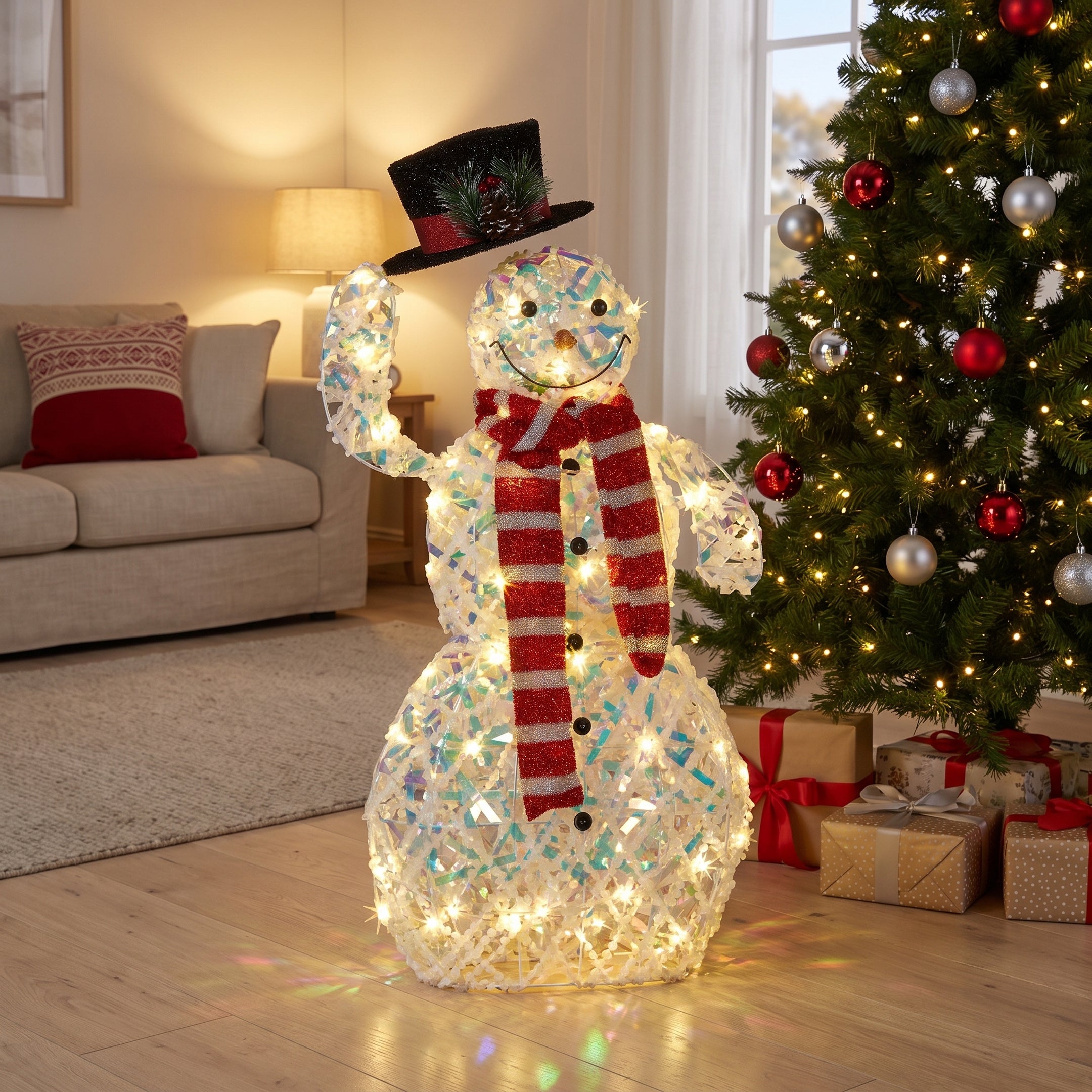 Christabelle 92cm Snowman Christmas Light Up Display Animated LED Outdoor Indoor Xmas Yard Lawn Statue Home Decor