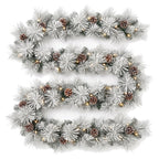 Christabelle 2.74m Alpine Snow Christmas Garland Pre Lit Multi Function LED Timer Flocked Pine Cones
