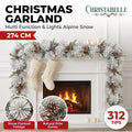 Christabelle 2.74m Alpine Snow Christmas Garland Pre Lit Multi Function LED Timer Flocked Pine Cones