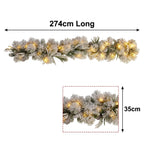 Christabelle 2.74m Alpine Snow Christmas Garland Pre Lit Multi Function LED Timer Flocked Pine Cones