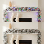 Christabelle 2.74m Alpine Snow Christmas Garland Pre Lit Multi Function LED Timer Flocked Pine Cones